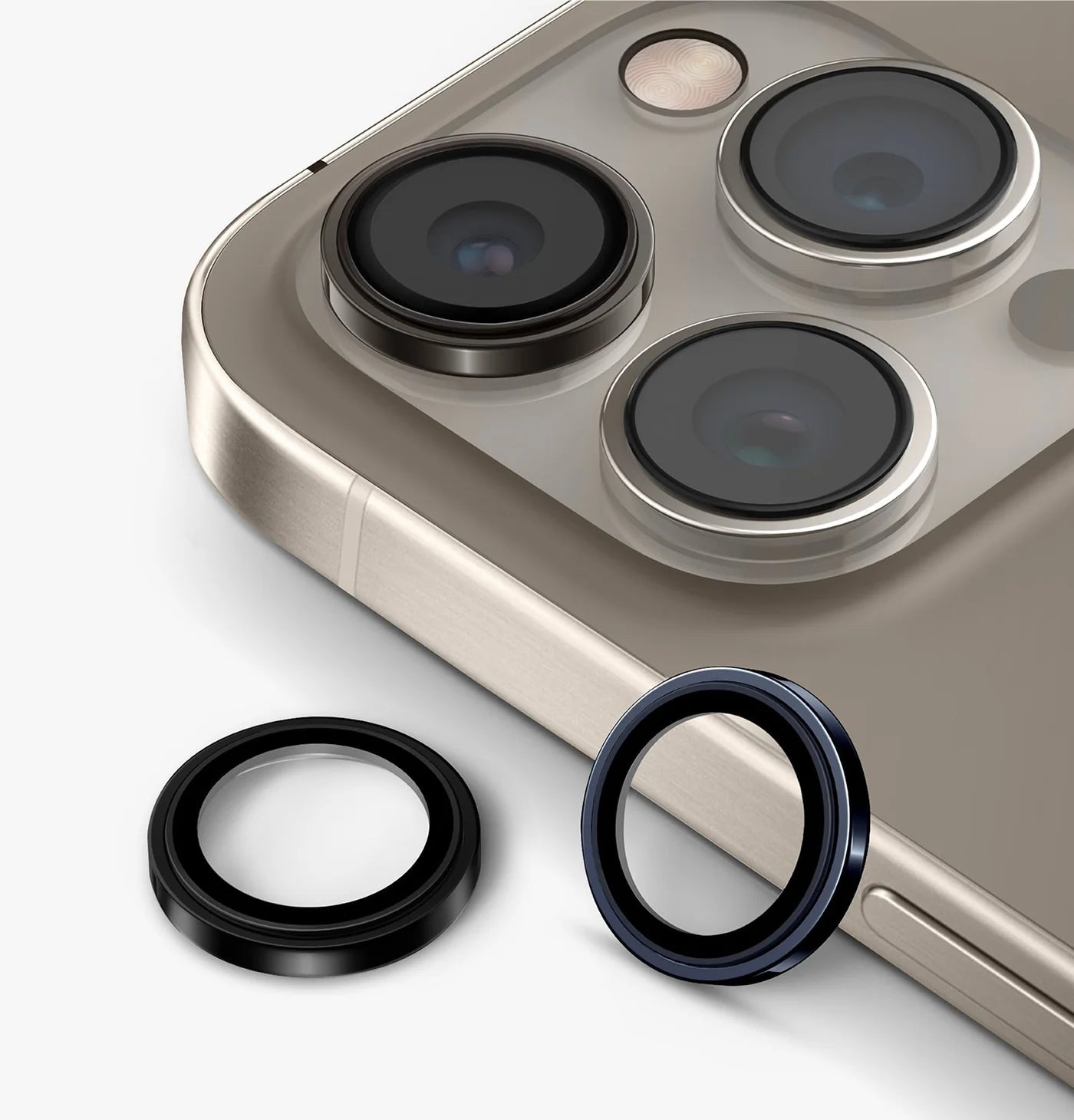 Optix Prime Sapphire Çelik Kamera Lens Koruyucu - iPhone 15 Pro / 15 Pro Max