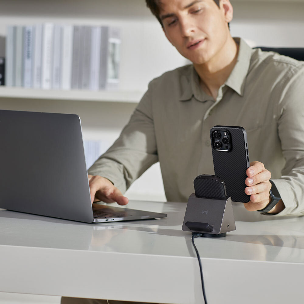 Military-Grade 600D Classic Black-Grey Twill Serisi Kılıf - iPhone 15 Pro