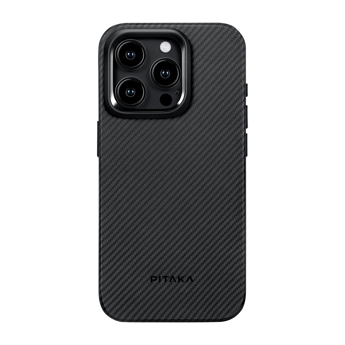 Military-Grade 600D Classic Black-Grey Twill Serisi Kılıf - iPhone 15 Pro