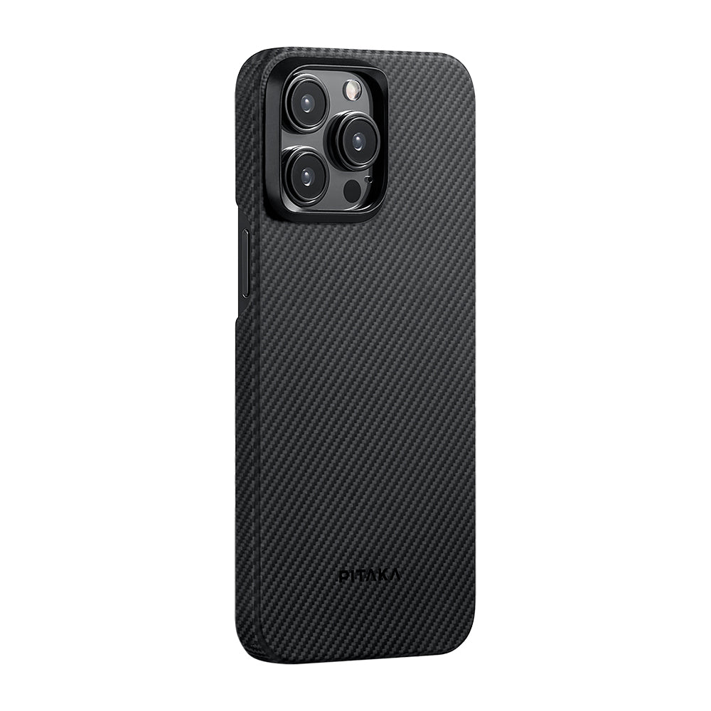 Tactile Woven 600D Classic Black-Grey Twill Serisi Kılıf - iPhone 15 Pro