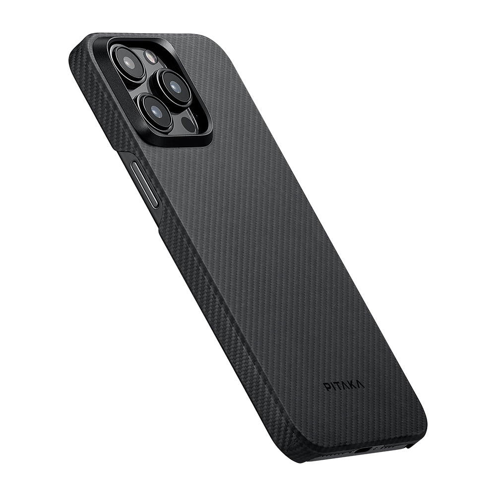 Tactile Woven 600D Classic Black-Grey Twill Serisi Kılıf - iPhone 15 Pro