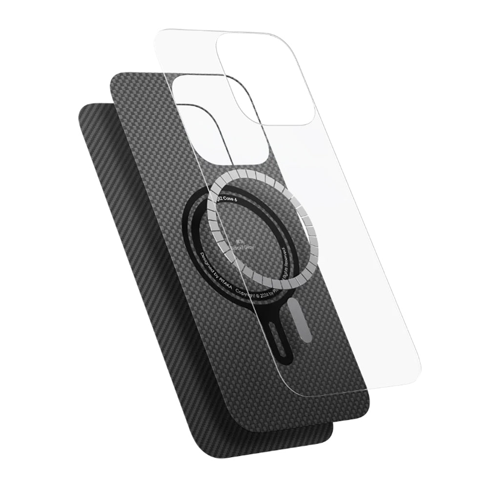 Tactile Woven 1500D Classic Black-Grey Twill Serisi Kılıf - iPhone 16 Pro