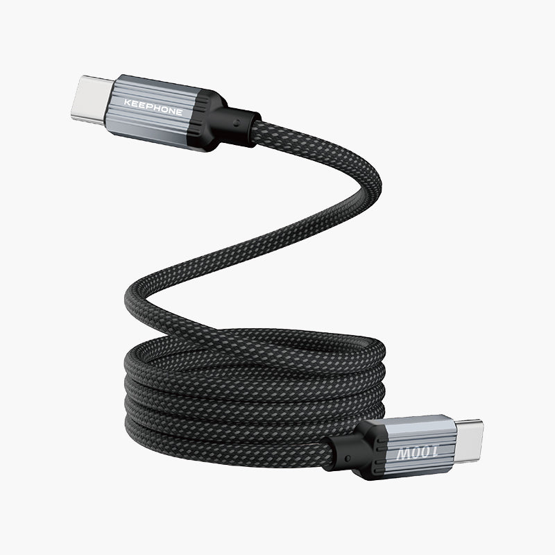 Magcoil 1M 100W Örgülü Type-C to Type-C Mıknatıslı PD Hızlı Şarj Data Kablosu