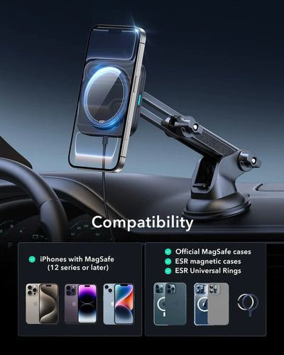 HaloLock Qi2 15W Vantuzlu Araç İçi Telefon Tutucu