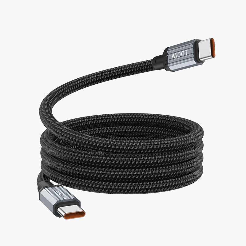 Magcoil 1M 100W Örgülü Type-C to Type-C Mıknatıslı PD Hızlı Şarj Data Kablosu