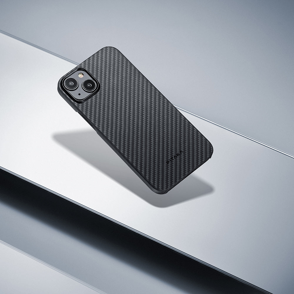 Tactile Woven 600D Classic Black-Grey Twill Serisi Kılıf - iPhone 15 Plus