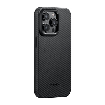 Military-Grade 600D Classic Black-Grey Twill Serisi Kılıf - iPhone 15 Pro