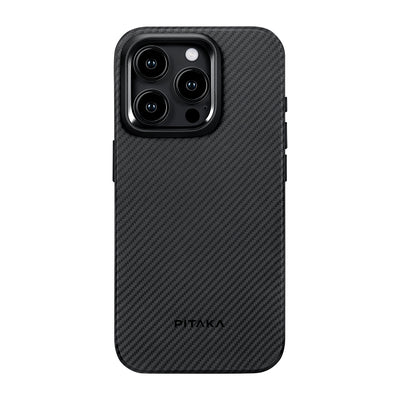 Military-Grade 600D Classic Black-Grey Twill Serisi Kılıf - iPhone 15 Pro