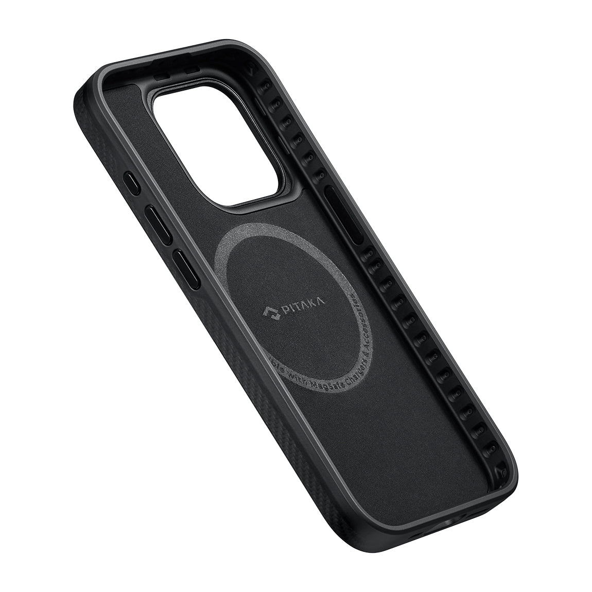 Military-Grade 600D Classic Black-Grey Twill Serisi Kılıf - iPhone 15 Pro
