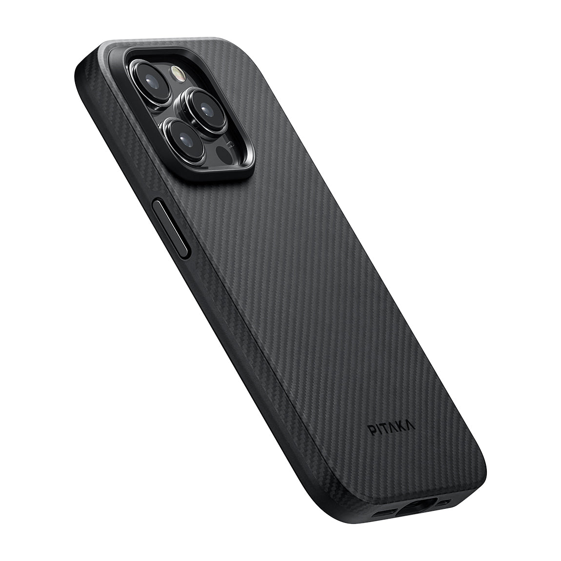 Military-Grade 600D Classic Black-Grey Twill Serisi Kılıf - iPhone 15 Pro
