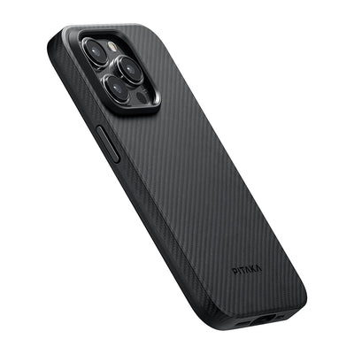 Military-Grade 600D Classic Black-Grey Twill Serisi Kılıf - iPhone 15 Pro