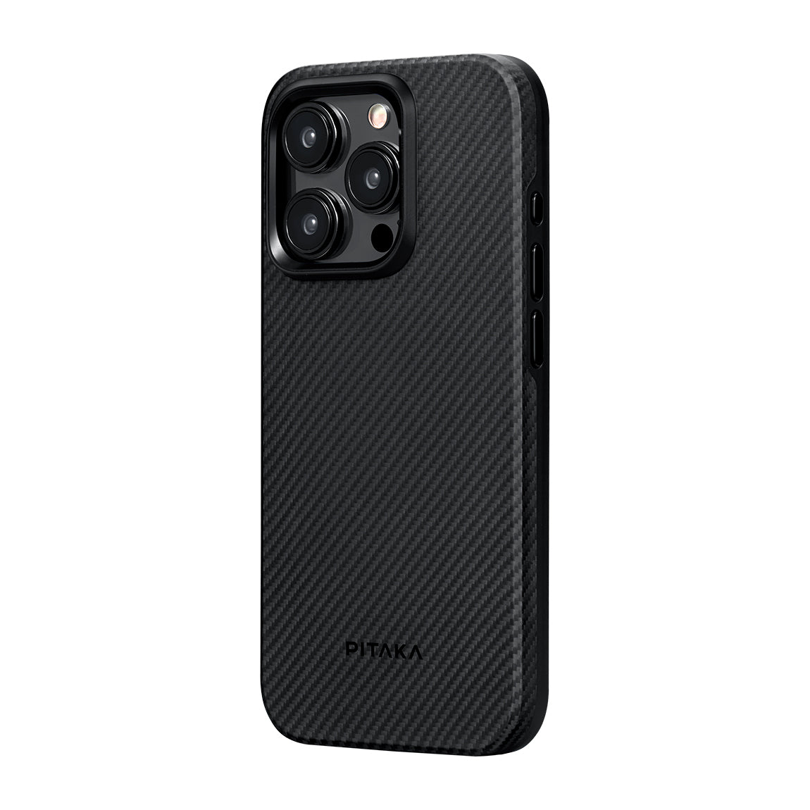 Military-Grade 600D Classic Black-Grey Twill Serisi Kılıf - iPhone 15 Pro