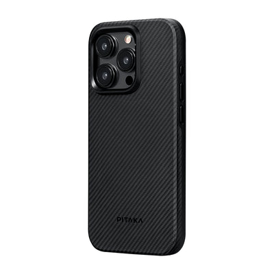 Military-Grade 600D Classic Black-Grey Twill Serisi Kılıf - iPhone 15 Pro