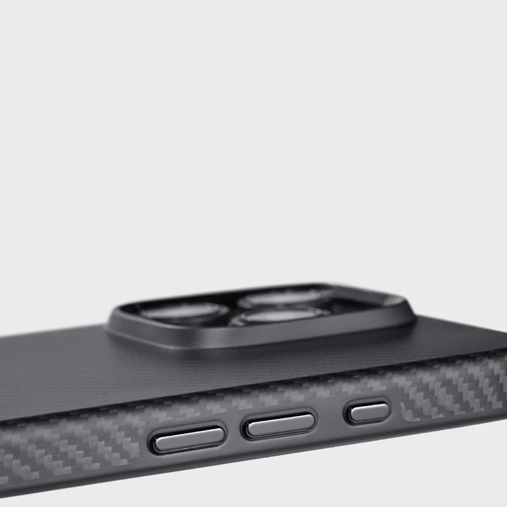 Military-Grade 1500D Classic Black-Grey Twill Serisi Kılıf - iPhone 16 Pro