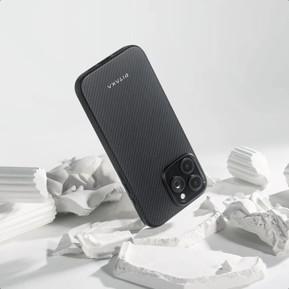 Military-Grade 1500D Classic Black-Grey Twill Serisi Kılıf - iPhone 16 Pro
