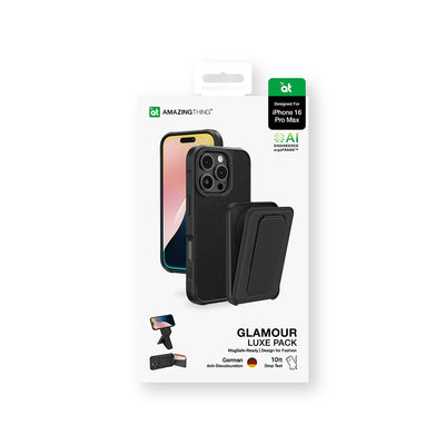 Glamour Luxe Standlı Kartlıklı Kılıf Seti - iPhone 16 Pro