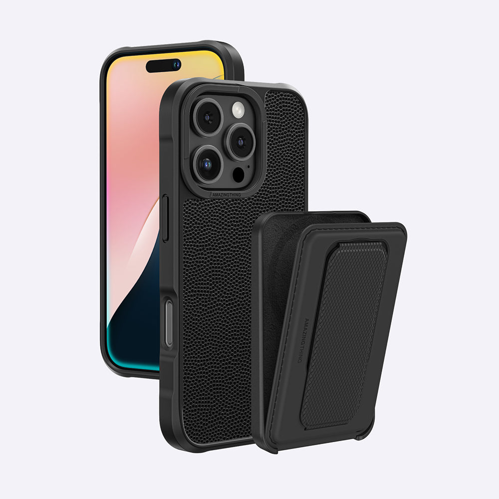 Glamour Luxe Standlı Kartlıklı Kılıf Seti - iPhone 16 Pro