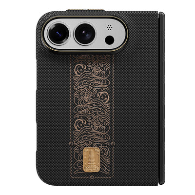 Raptic Aramid SkinPro Rise Serisi 24 Ayar Altın Kaplamalı Karbon Kapak - iPhone Duo