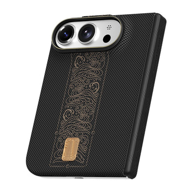 Raptic Aramid SkinPro Rise Serisi 24 Ayar Altın Kaplamalı Karbon Kapak - iPhone Duo