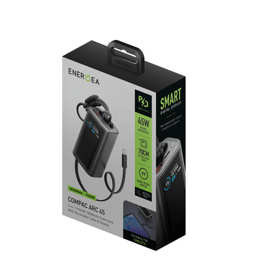 ComPac Arc45 Dijital Göstergeli 10.000mAh 45W PD Kablolu Powerbank