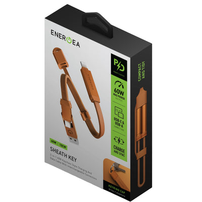 Sheath Key 15cm 60W 2in1 Type-C to Type-C ve USB-A Kablo