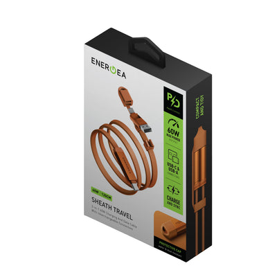 Sheath Travel 1.2M 60W 2in1 Type-C to Type-C ve USB-A Kablo
