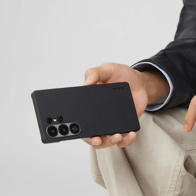 Ultra-Slim Classic Black-Grey Twill Serisi Kılıf - Samsung S25 Ultra