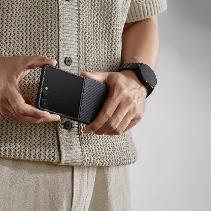 Ultra-Slim Classic Black-Grey Twill Serisi Kılıf - Samsung Z Flip 7