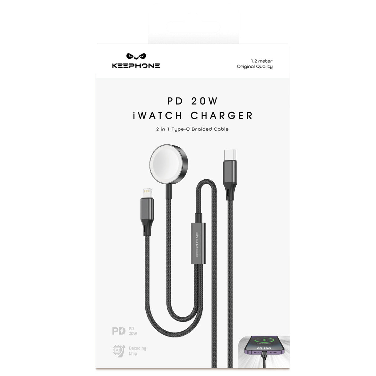 Type-C to Lightning 2-in-1 Apple Watch Şarj Kablosu